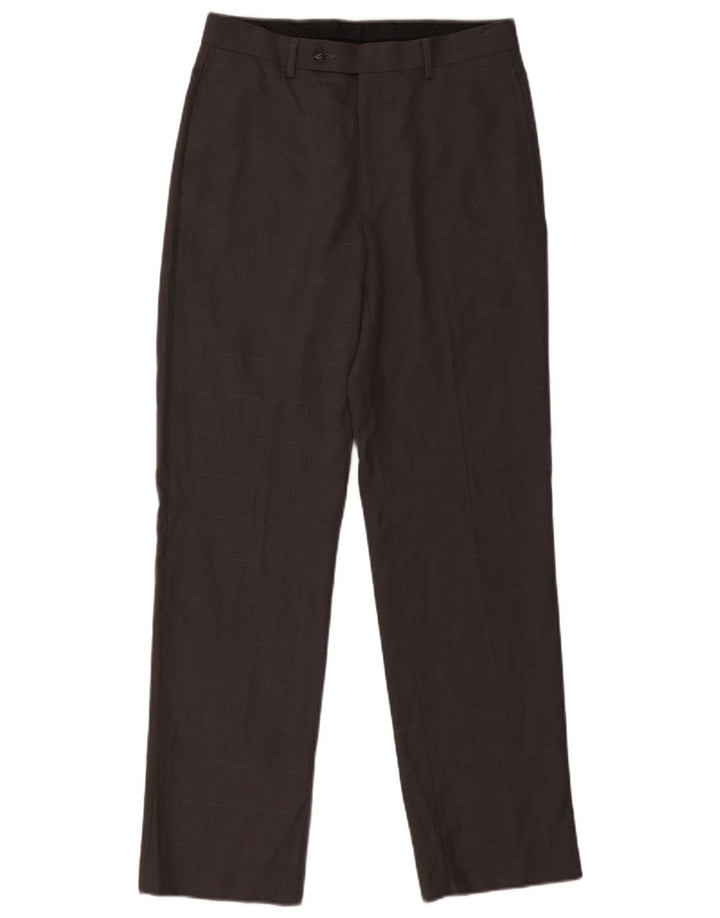 CALVIN KLEIN Pantalón de traje recto para hombre W30 L32 Poliéster a cuadros gris