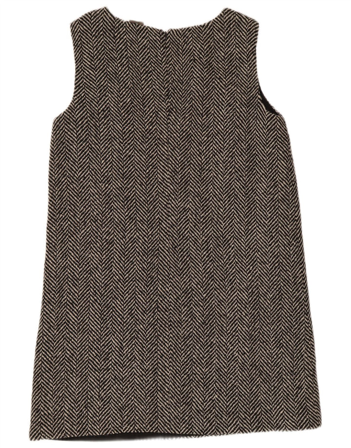 BENETTON Womens Sleeveless Shift Dress UK 16 Large Grey Herringbone