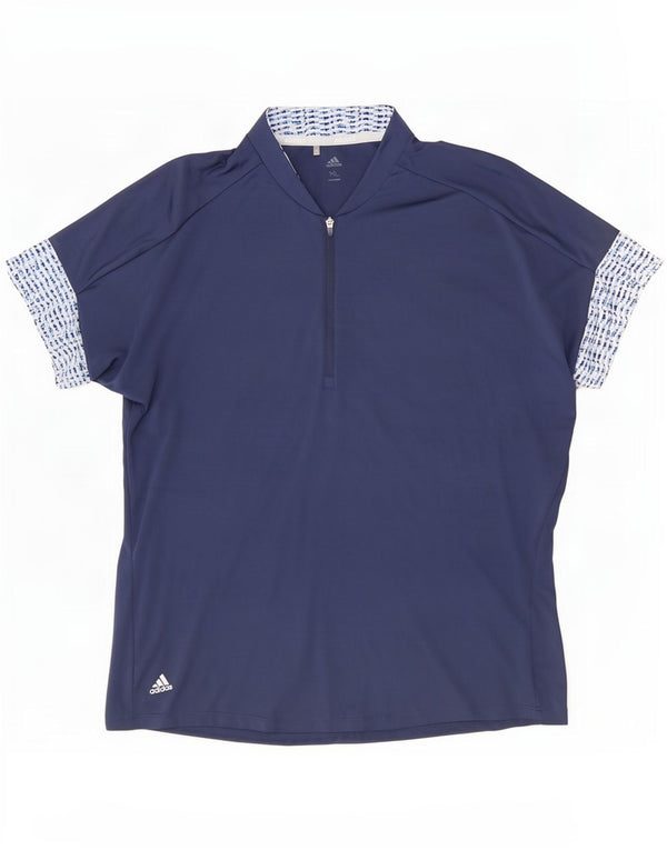 Adidas Hombre Zip Neck Camiseta Top XL Azul Marino Moteado