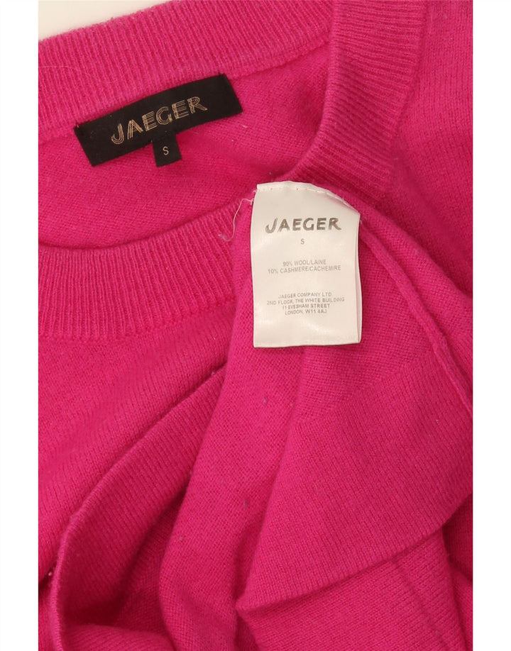 Jaeger Jersey de cuello redondo para mujer UK 10 Small Pink Wool
