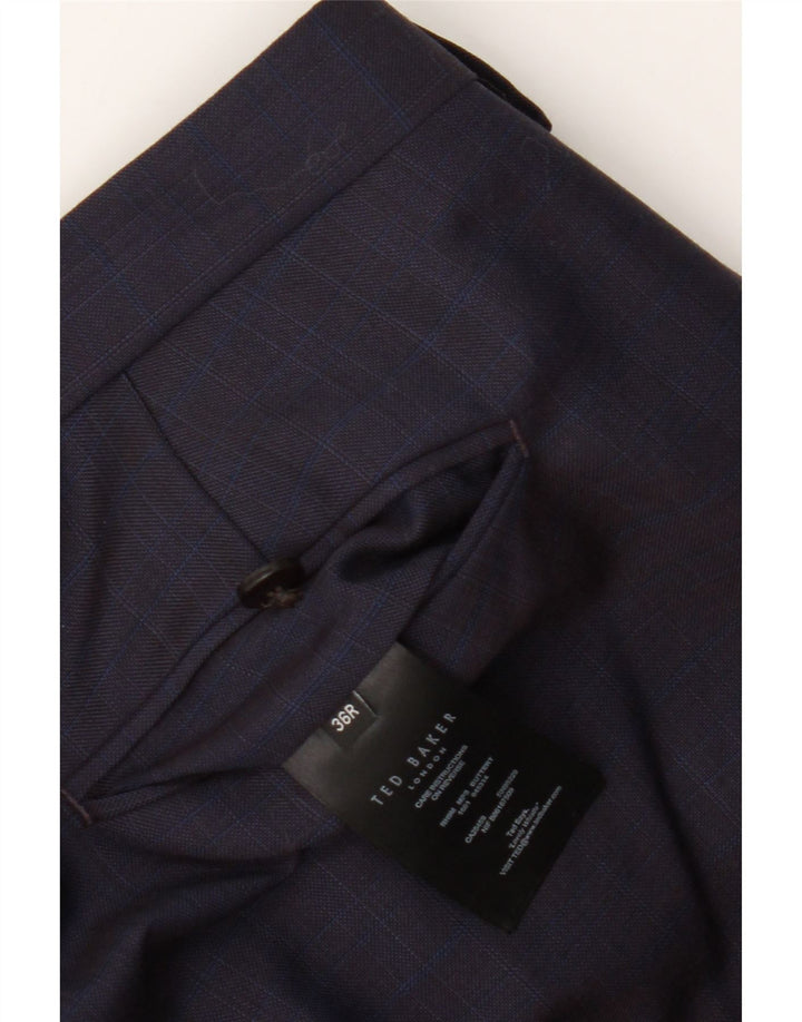 Pantalones de traje ajustados para hombre de Ted Baker W36 L31 Lana azul marino