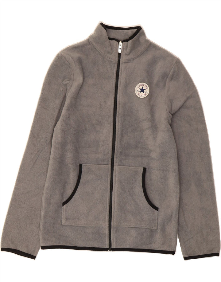 CONVERSE Boys Fleece Jacket 12-13 Years Large Grey Polyester Vintage Converse and Second-Hand Converse from Messina Hembry 