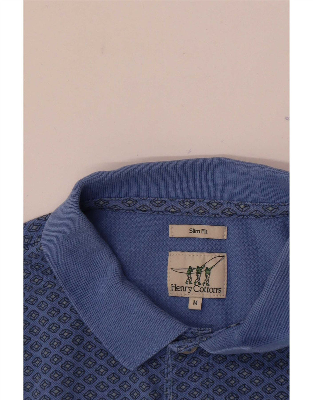 Henry Cottons Polo Slim Fit para Hombre Azul Medio Geométrico