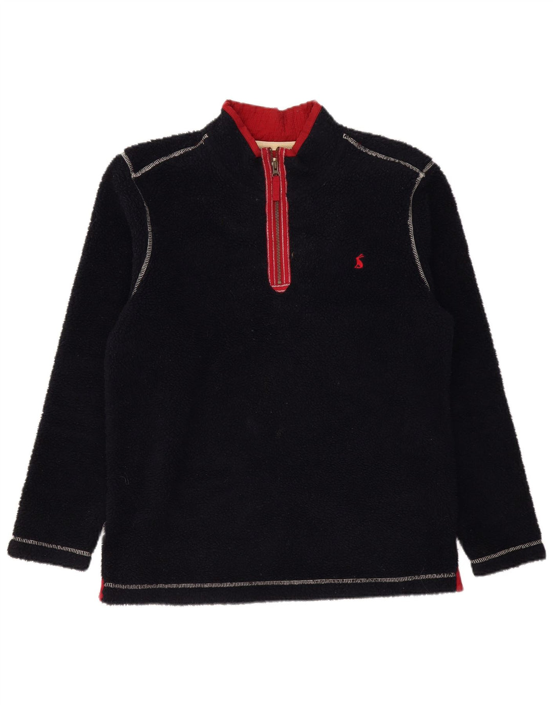 JOULES Jersey de forro polar con cuello y cremallera para hombre, tamaño grande, poliéster negro