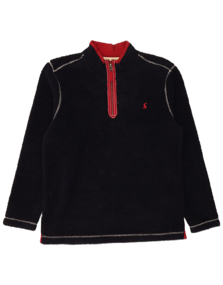 JOULES Jersey de forro polar con cuello y cremallera para hombre, tamaño grande, poliéster negro