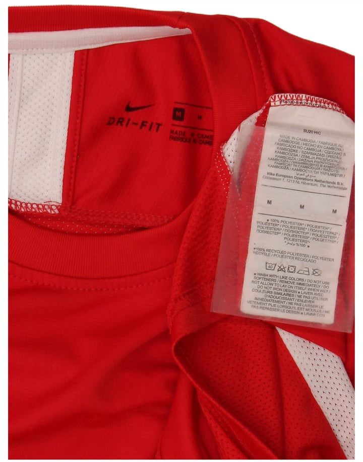 Camiseta Nike Dri Fit para hombre Top medio rojo color block Poliéster