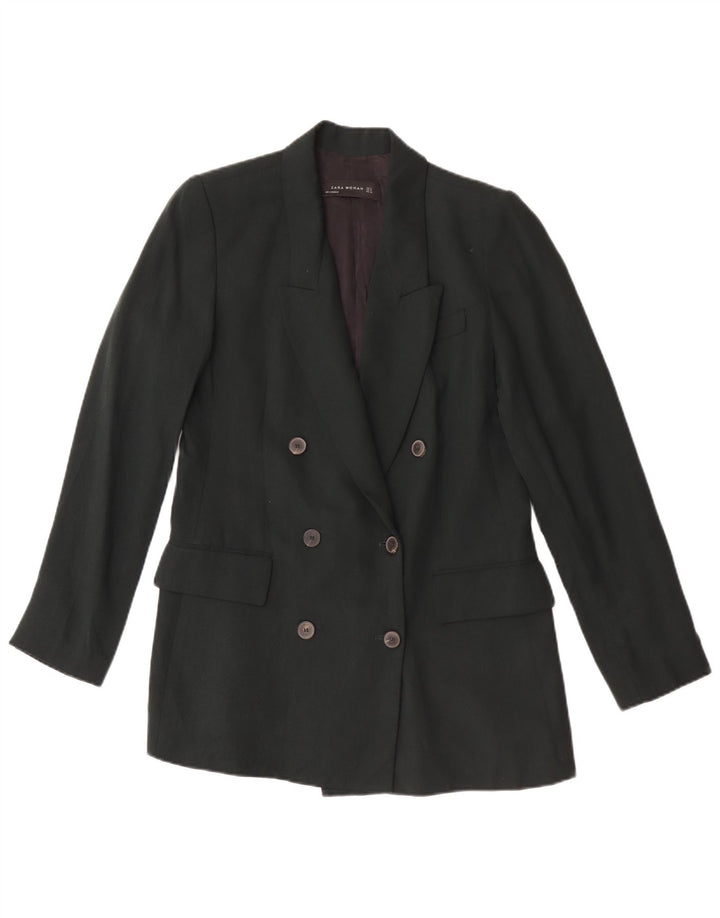 Zara Mujer Chaqueta Blazer De Doble Botonadura UK 10 Small Lyocell Verde