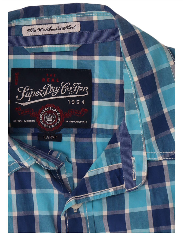 Camisa Superdry para hombre de algodón a cuadros azules grandes