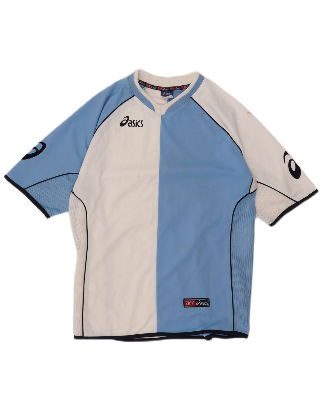 Asics Hombre Camiseta Gráfica Top Azul Medio Colorblock Poliéster