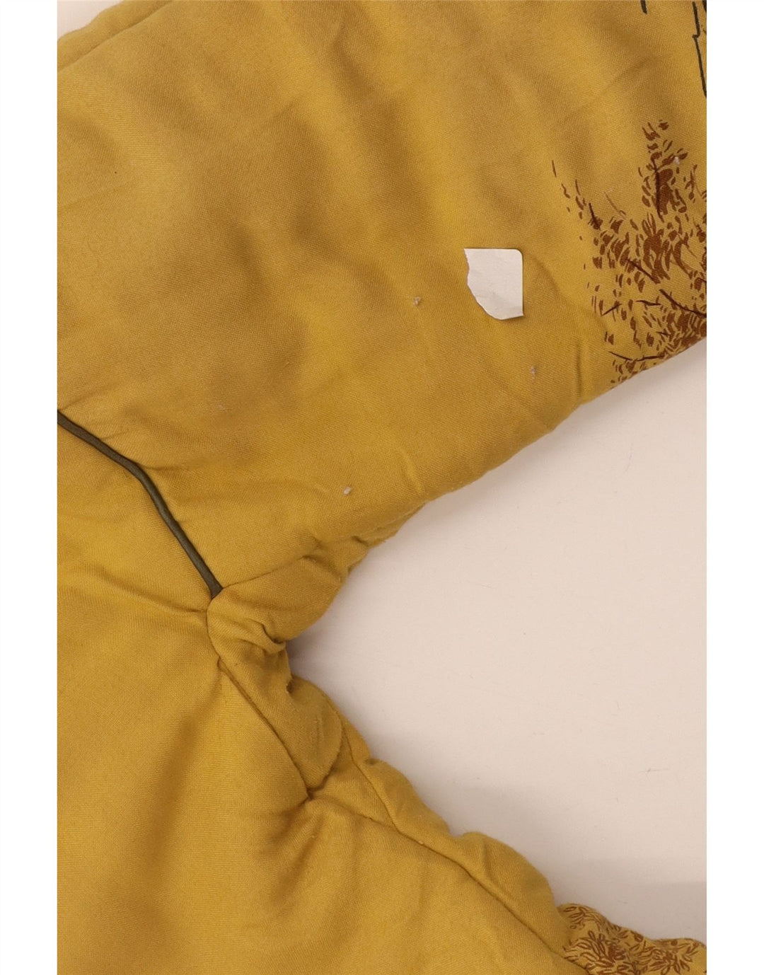 Vintage mujer chaqueta acolchada Reino Unido 16 poliéster amarillo grande con estampado animal