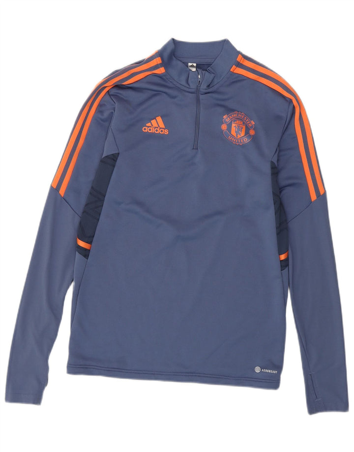 Adidas Hombre Manchester United Jersey Chándal Top Pequeño Azul Colorblock