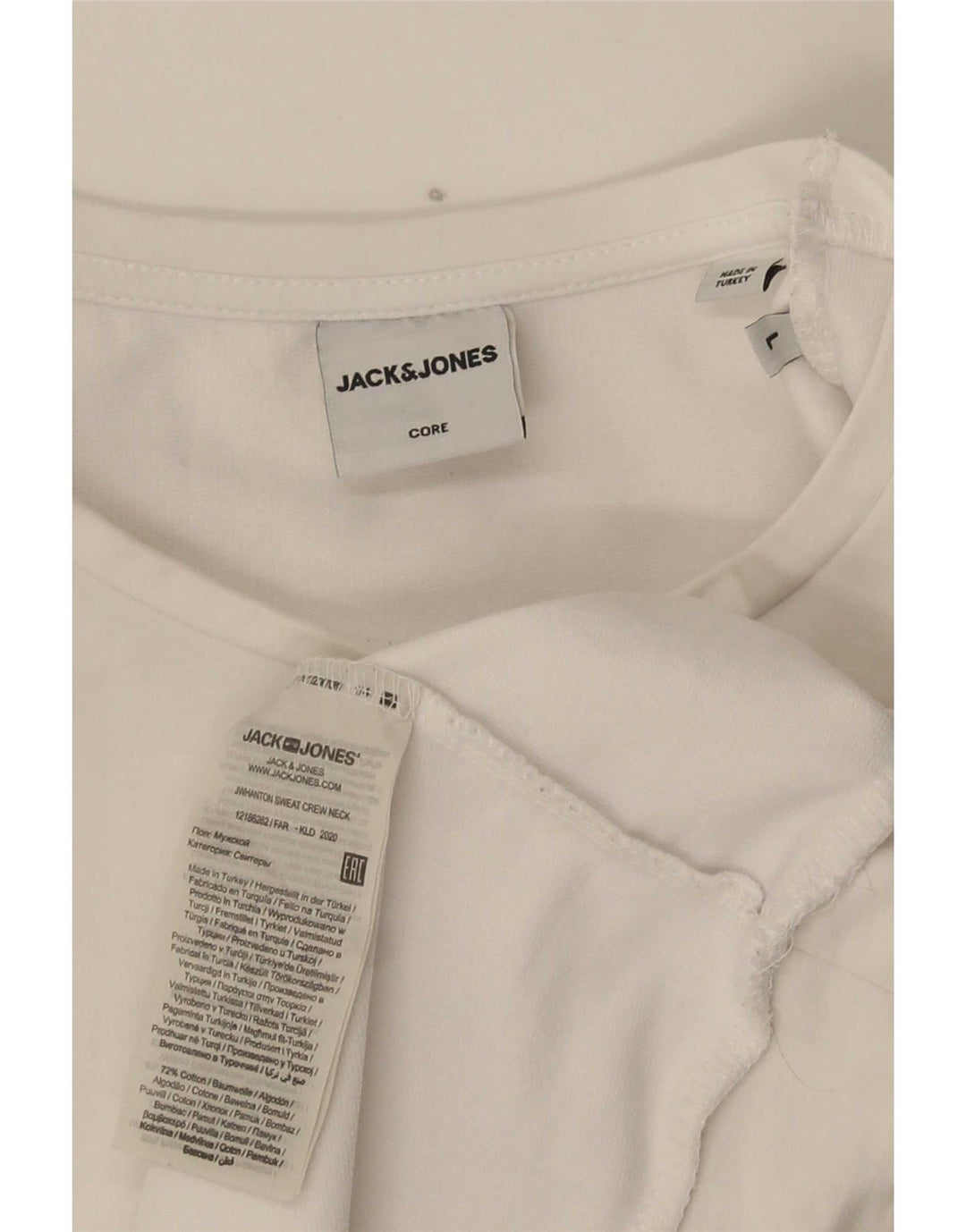Jack & Jones Hombre Sudadera Gráfica Jumper Large Algodón Blanco
