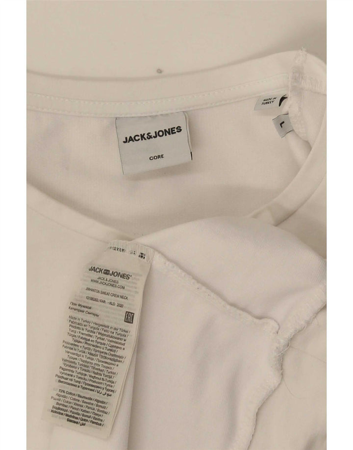 Jack & Jones Hombre Sudadera Gráfica Jumper Large Algodón Blanco
