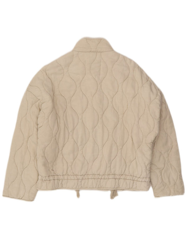 Zara Mujer Chaqueta Acolchada Extragrande UK 10 Small Algodón Beige