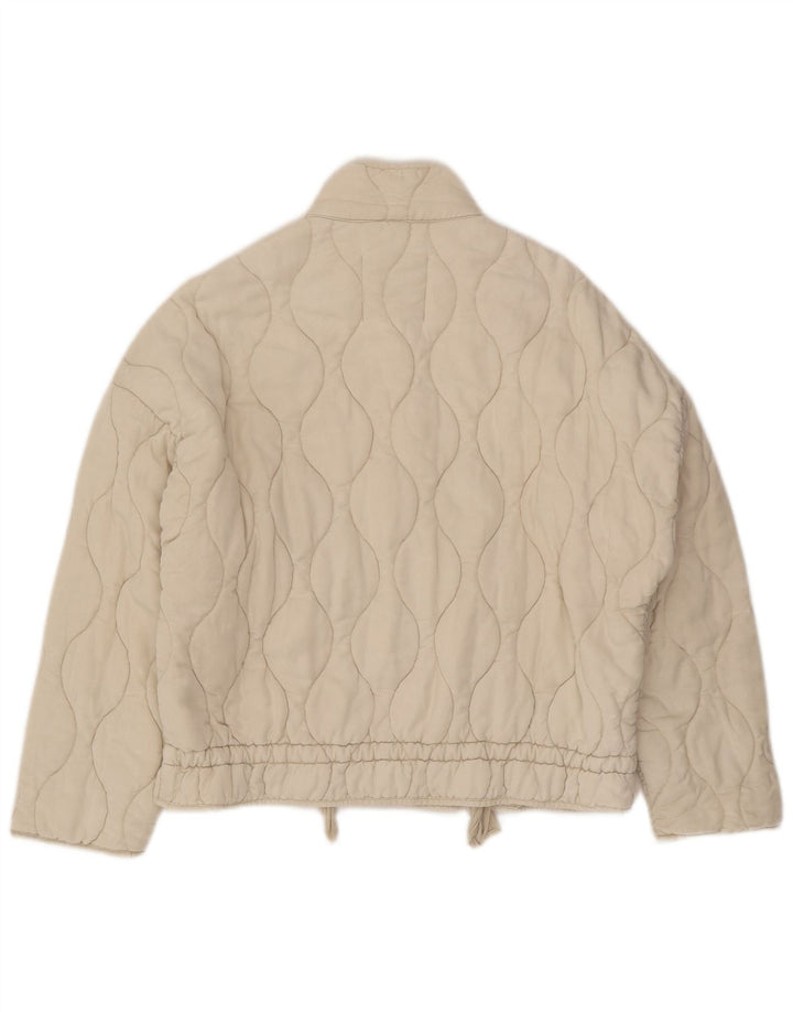 Zara Mujer Chaqueta Acolchada Extragrande UK 10 Small Algodón Beige