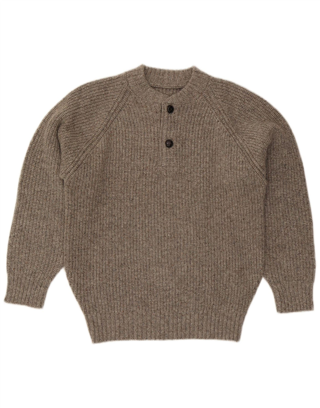 Vintage hombres cuello redondo jersey suéter gris medio