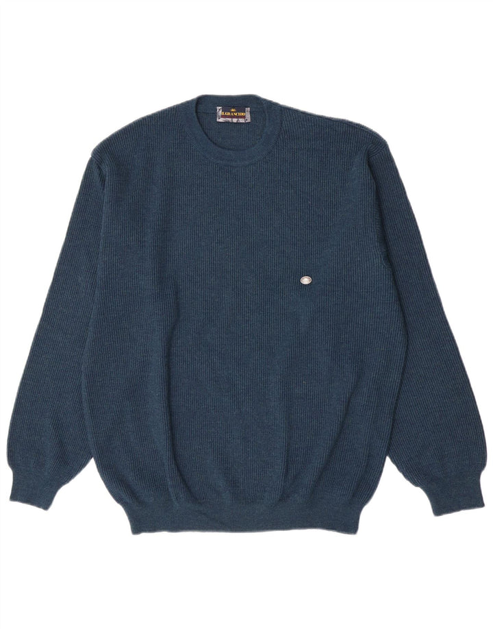 Il Granchio - Jersey de cuello redondo para hombre, talla grande, azul marino