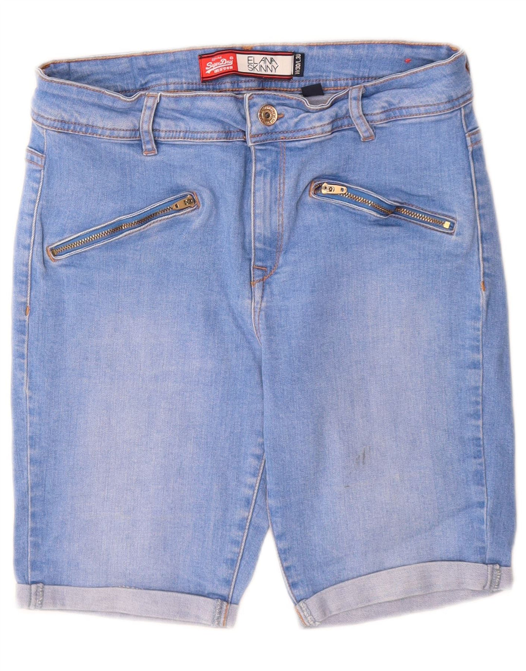 Superdry Mujer Elana Skinny Denim Shorts W30 Algodón Azul Medio