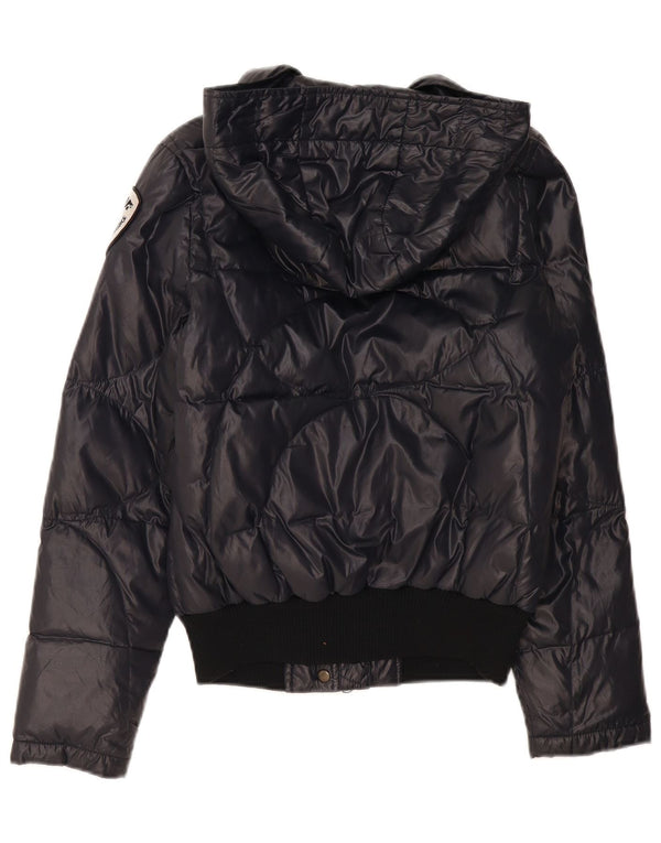 Blauer Chaqueta Acolchada con Capucha para Mujer UK 40 Mediana Azul Marino Poliamida