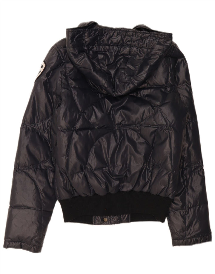 Blauer Chaqueta Acolchada con Capucha para Mujer UK 40 Mediana Azul Marino Poliamida