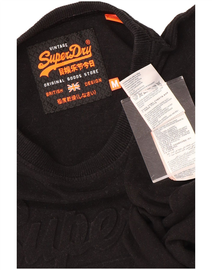 SUPERDRY Camiseta gráfica para hombre Top mediano de algodón negro