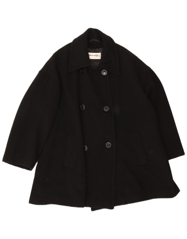 Pierre Cardin Abrigo cruzado para mujer UK 20 2XL Lana negra
