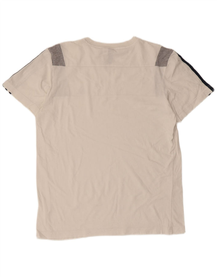 Adidas Hombre Camiseta Top Medium Blanco Colorblock Algodón