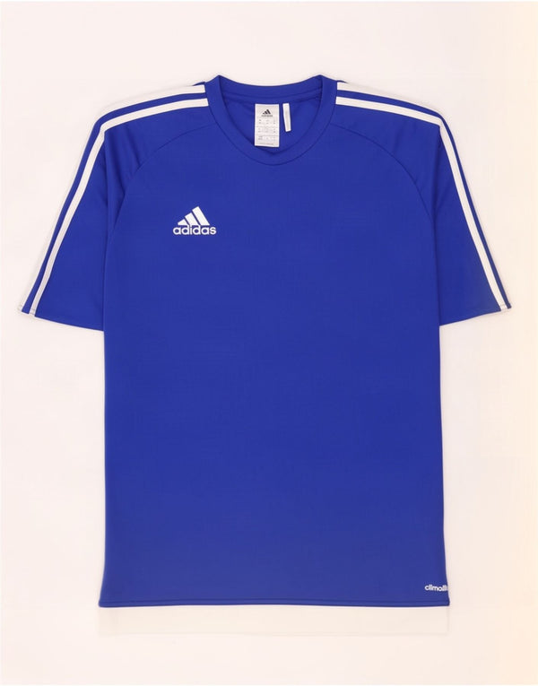Adidas Hombre Climalite Camiseta Top Azul Medio Colorblock Poliéster