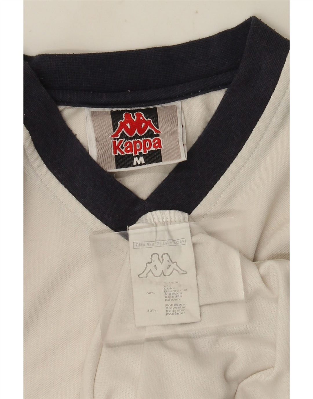 Kappa Hombre Camiseta Top Medium Blanco Colorblock Algodón