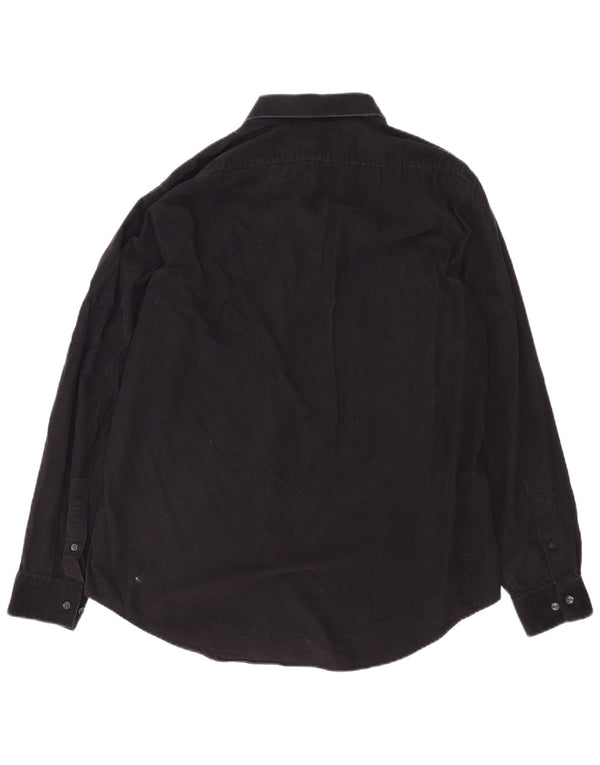 Calvin Klein Camisa de pana para hombre Talla 16 1/2 Grande Algodón negro