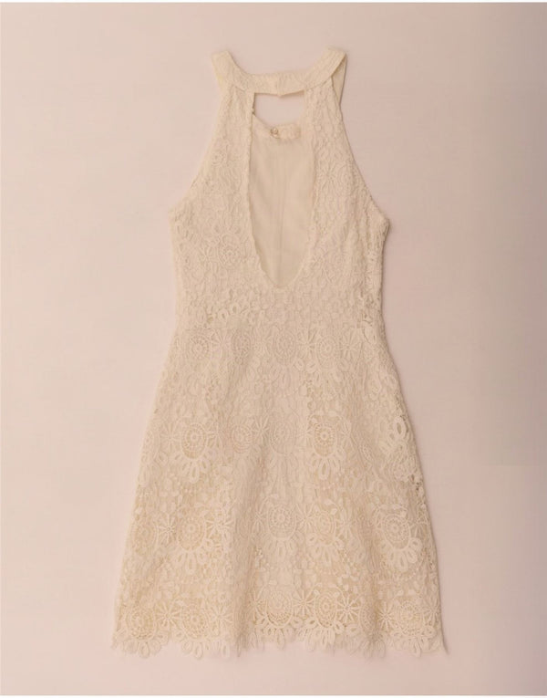 Hollister Vestido halter de encaje para mujer US 1 XS Poliéster floral blanco