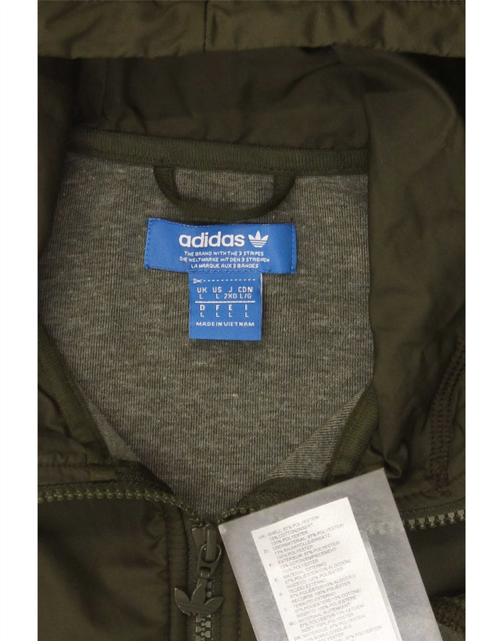 Adidas - Sudadera con capucha y cremallera para hombre, poliéster verde grande