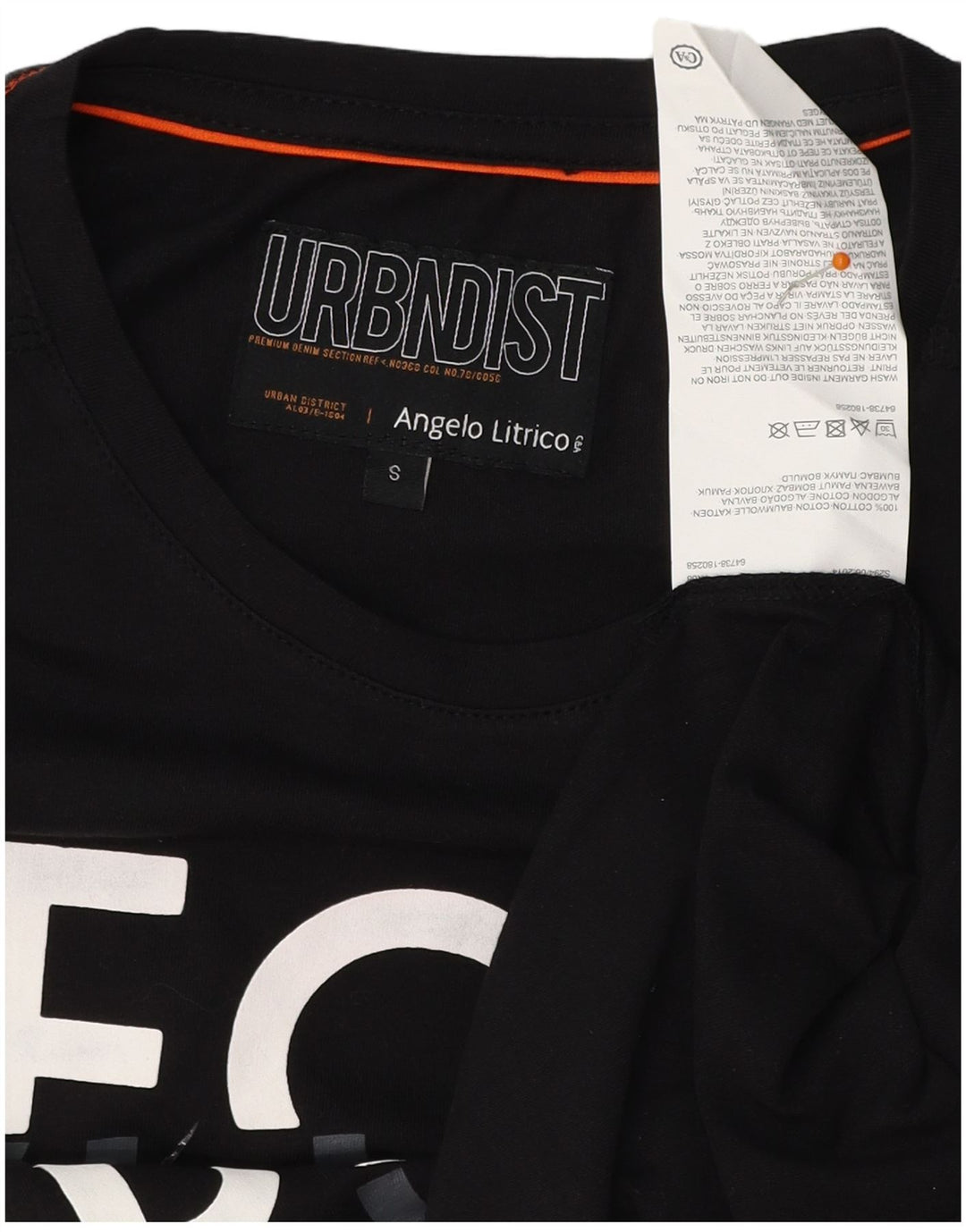 ANGELO LITRICO Camiseta gráfica para hombre Top Small Black Cotton