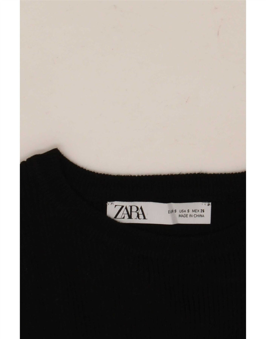 Zara Mujer Crop Top Manga Larga UK 8 Small Negro
