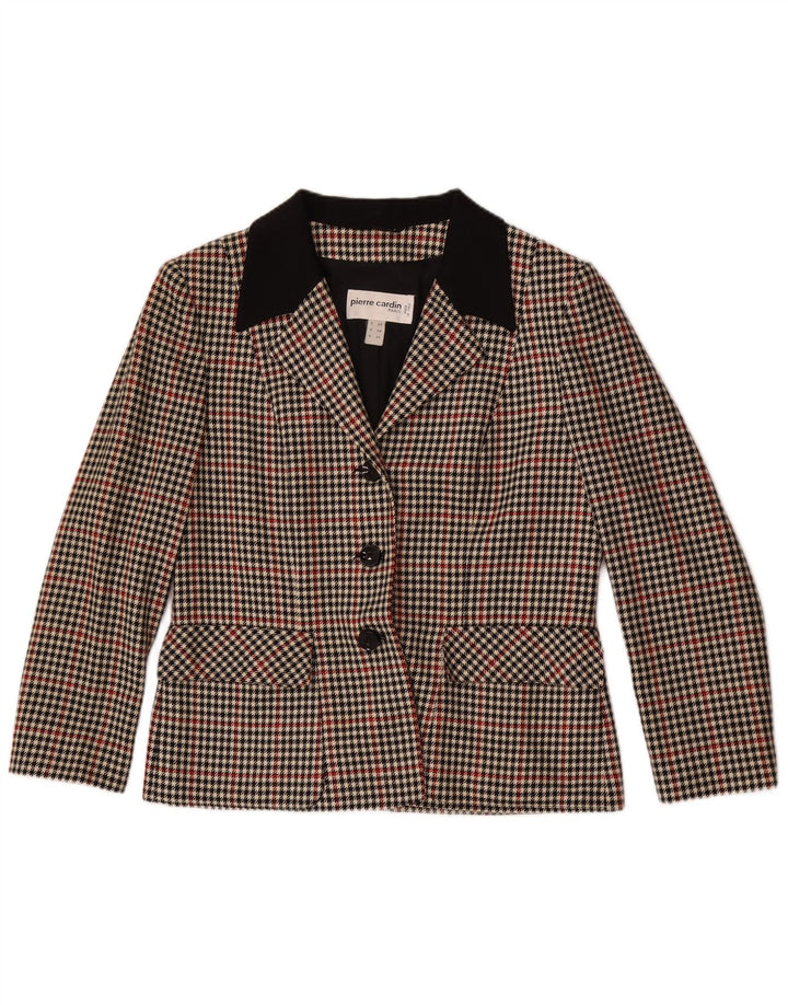 Pierre Cardin Chaqueta Blazer De 3 Botones Para Mujer IT 48 XL Lana A Cuadros Marrón