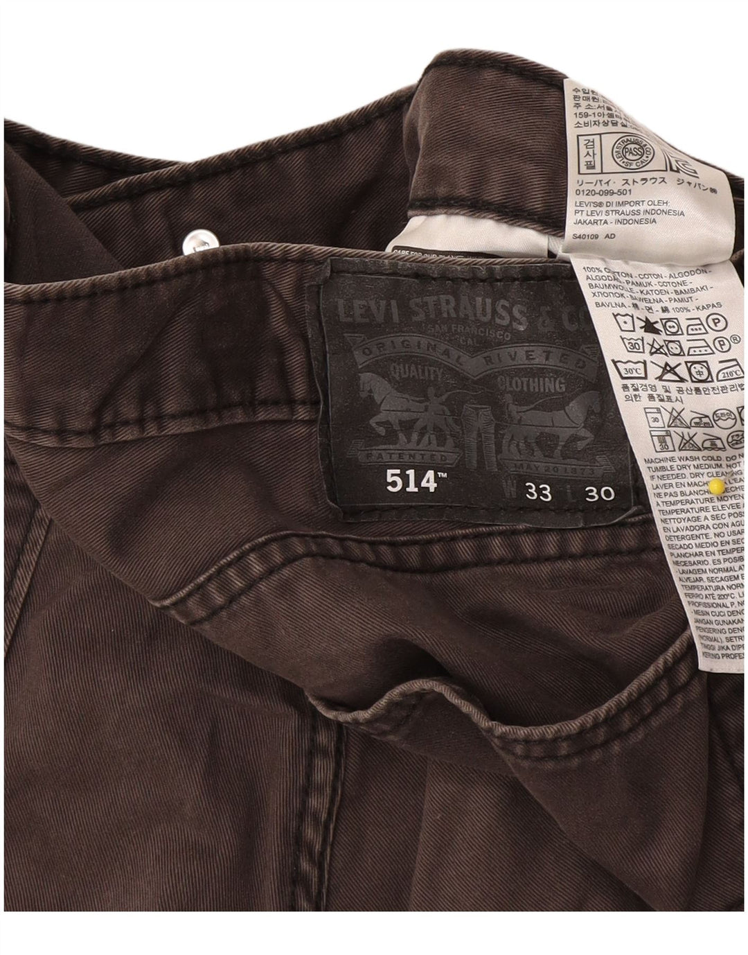Levi's Jeans rectos 514 para hombre W33 L30 Algodón gris