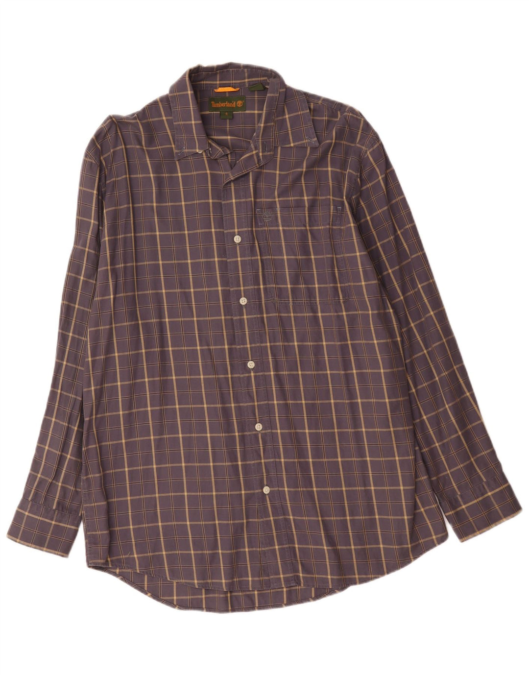Timberland Camisa holgada para hombre de algodón a cuadros azul pequeño