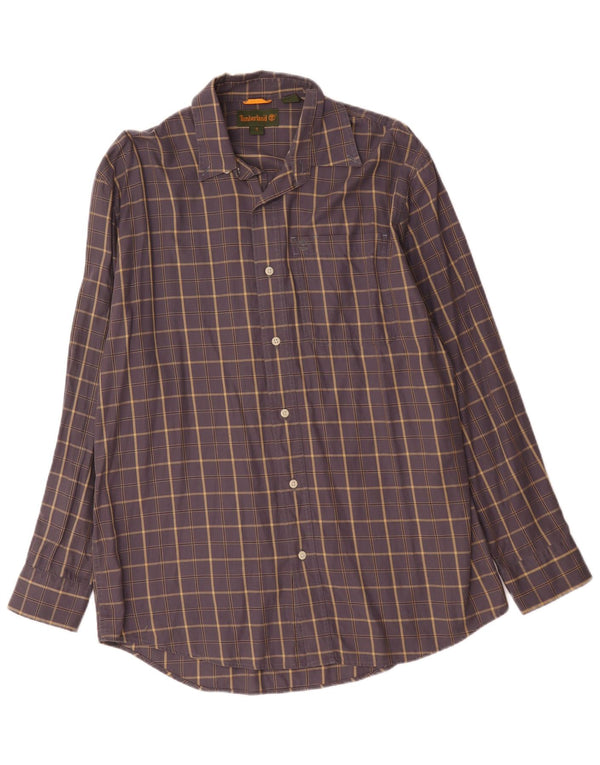 Timberland Camisa holgada para hombre de algodón a cuadros azul pequeño