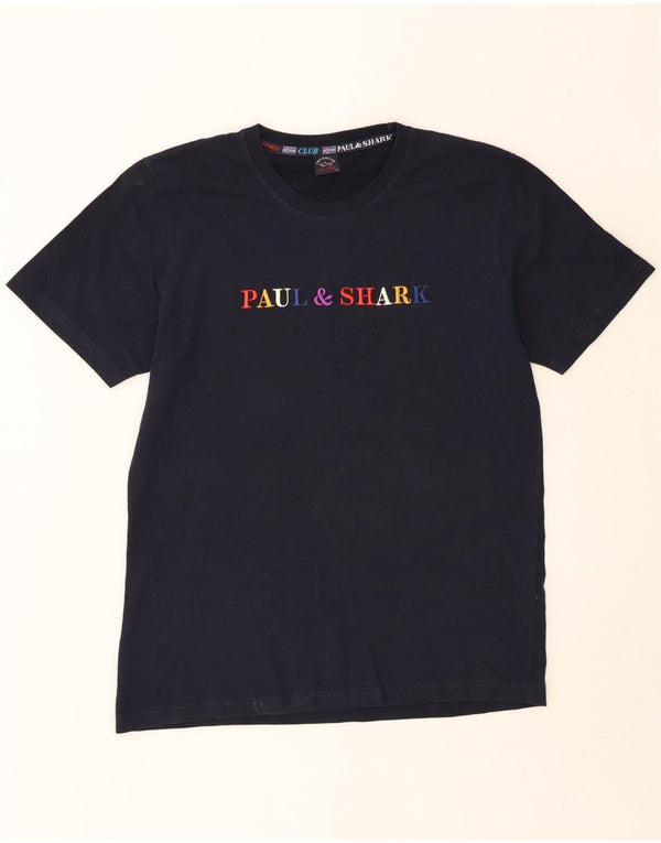 PAUL & SHARK Camiseta gráfica para hombre Top XL Azul marino Algodón
