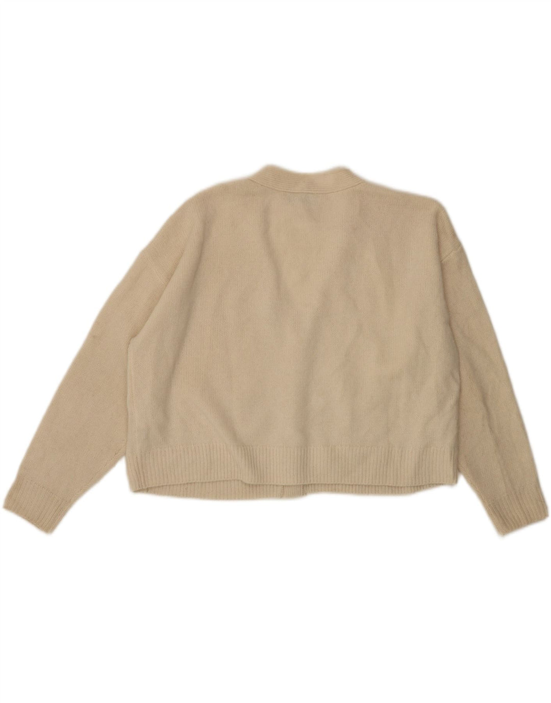 Zara Mujer Crop Suéter Cárdigan Extragrande UK 10 Small Off White Wool