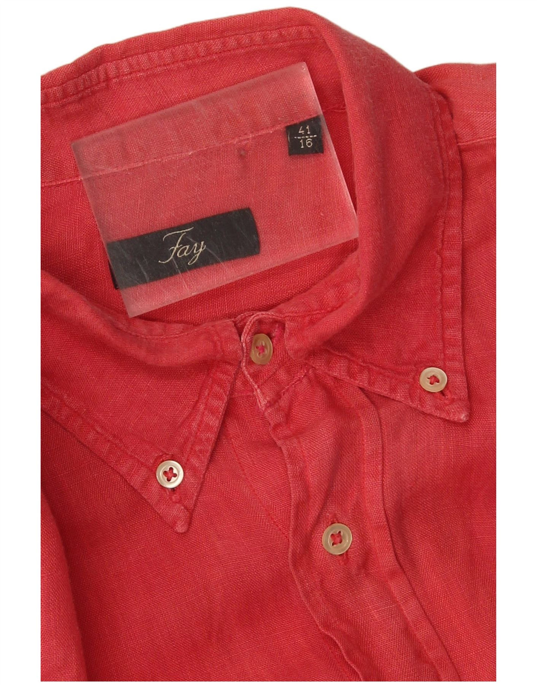 Fay Mens Shirt Size 41 16 Large Red Linen