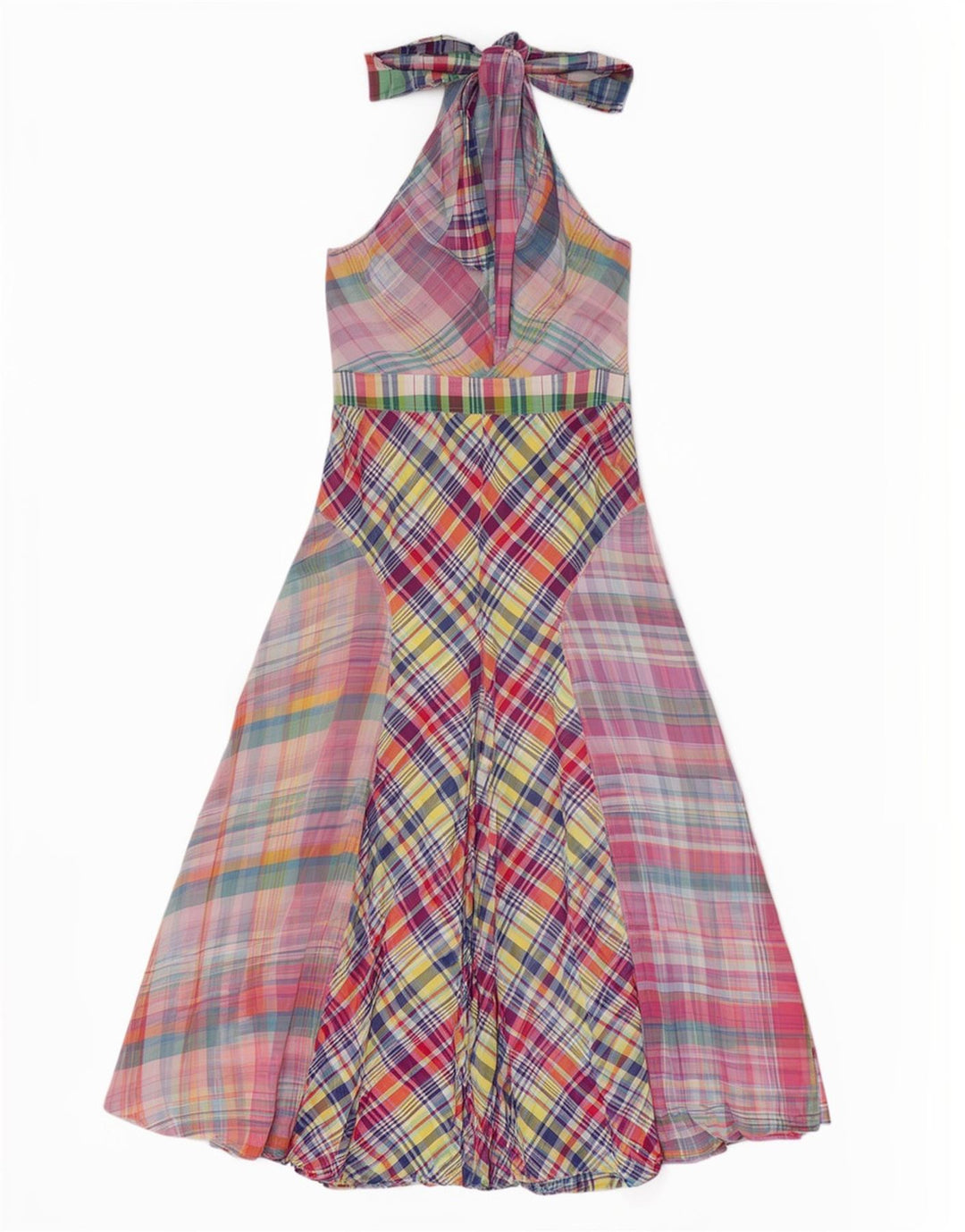 Polo Ralph Lauren vestido halter para mujer US 10 grande multicolor patchwork
