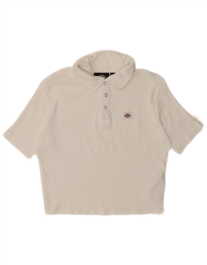 DICKIES Polo corto para mujer UK 12 Algodón blanco mediano