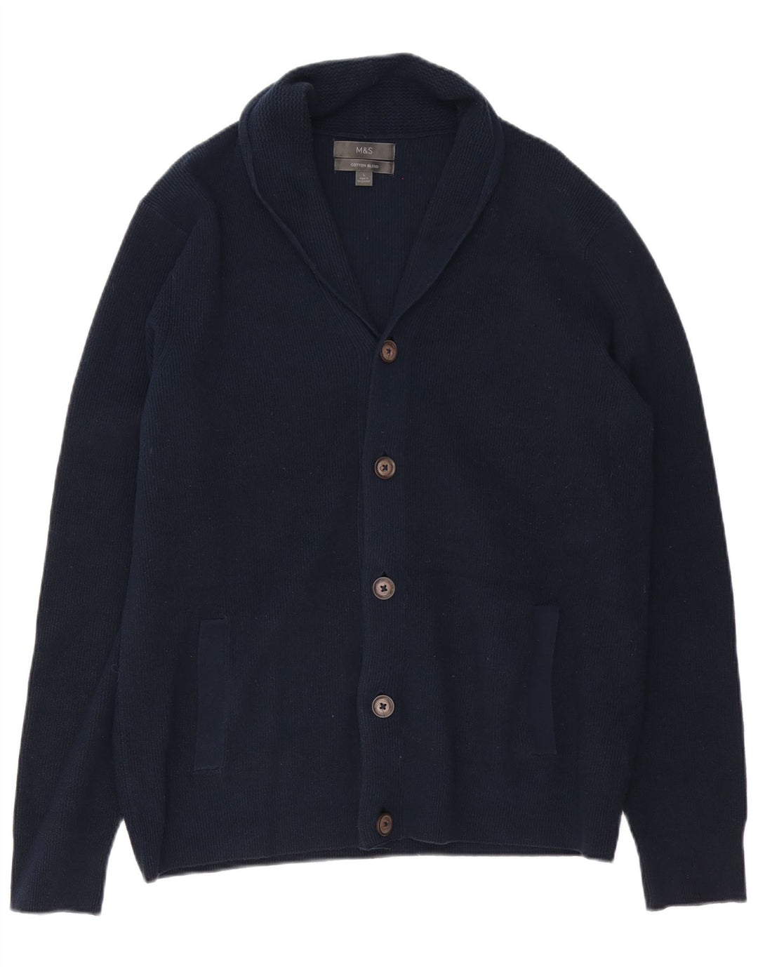 MARKS & SPENCER Suéter tipo cárdigan para hombre Grande Azul marino Algodón