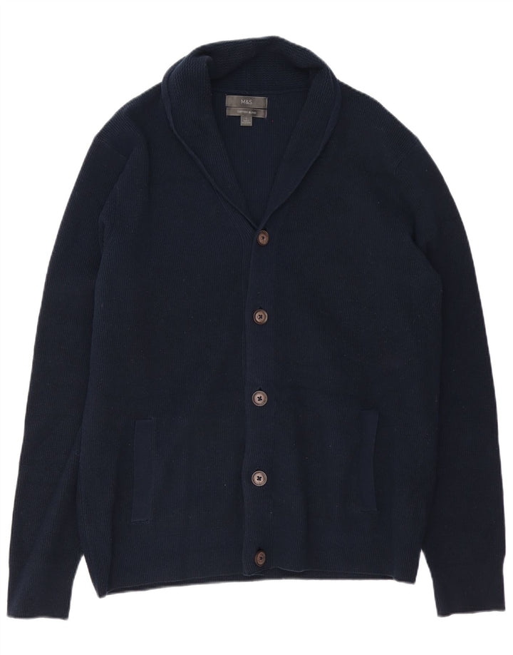 MARKS & SPENCER Suéter tipo cárdigan para hombre Grande Azul marino Algodón