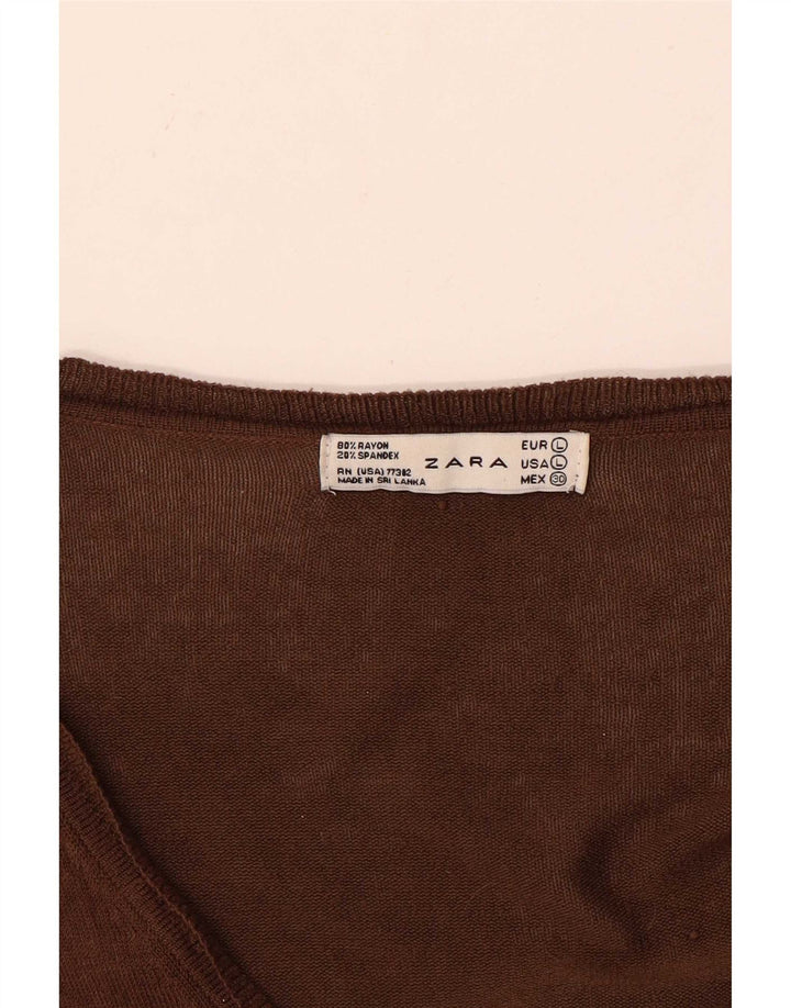 Zara Mujer Cárdigan Suéter UK 46 Grande Rayón Marrón