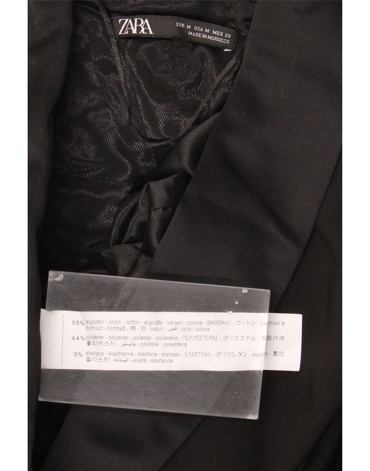 Zara Mujer Mono Corto Sin Mangas UK 42 Mediano Algodón Negro