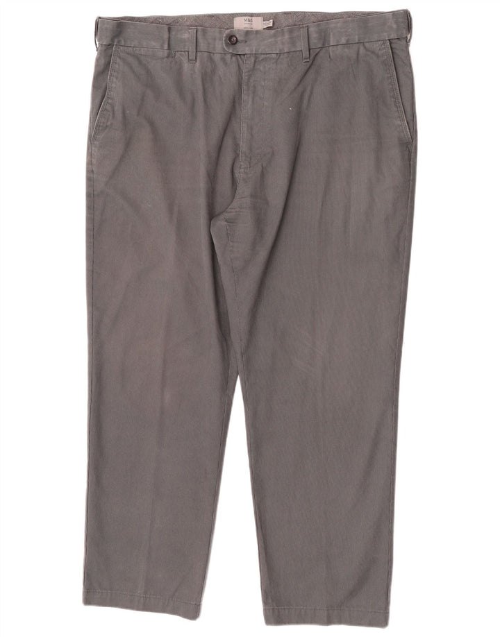 Marks & Spencer Pantalones de traje de corte regular para hombre W42 L29 gris a rayas