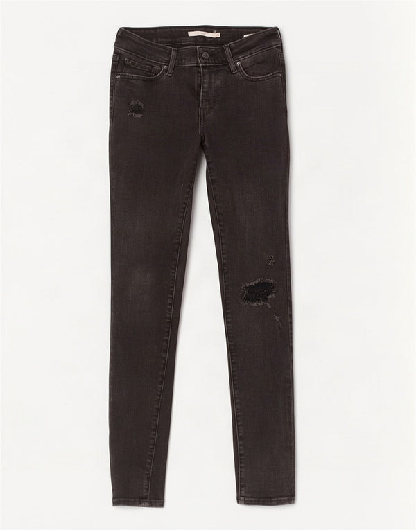Levi's Vaqueros pitillo desgastados 711 para mujer W26 L30 Algodón negro