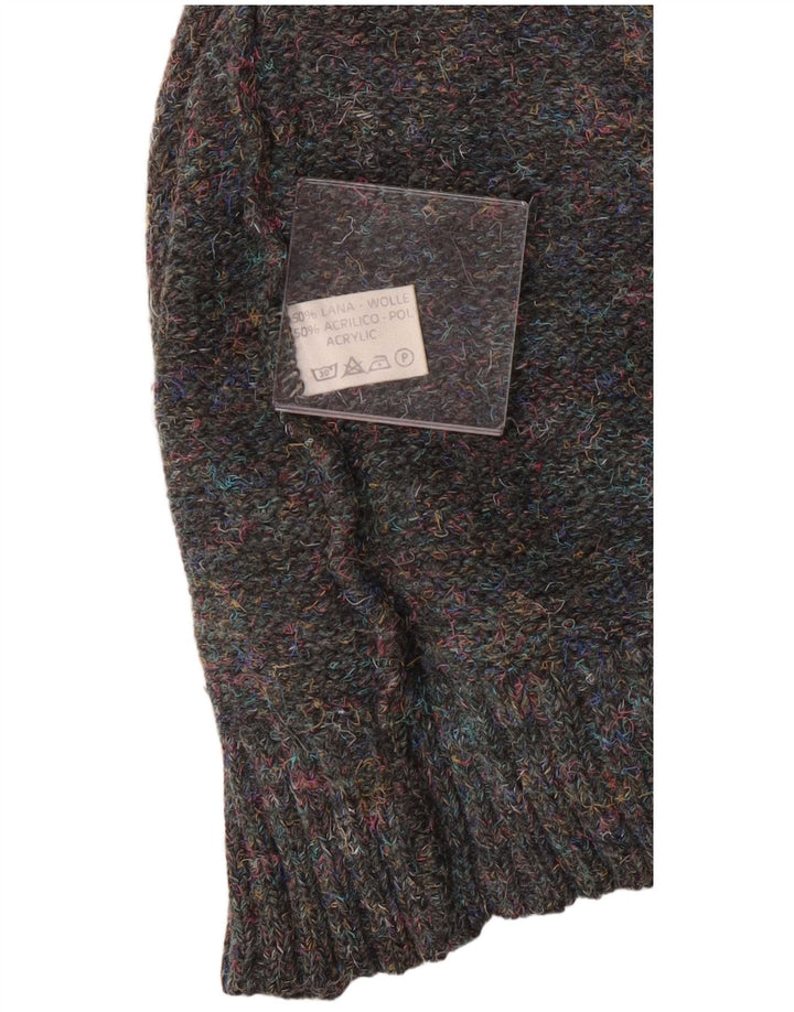 Vintage hombres tortuga cuello jumper suéter grande gris moteado lana clásico